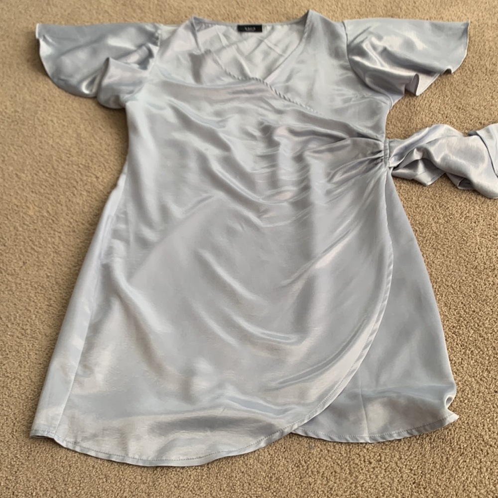 Vici Light Blue Wrap Tie Dress - Picture 12 of 12